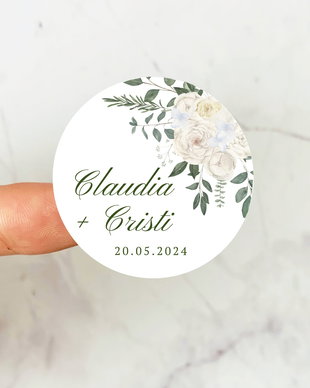 Sticker floral marturii sau invitatii, Sticker pesonalizat
