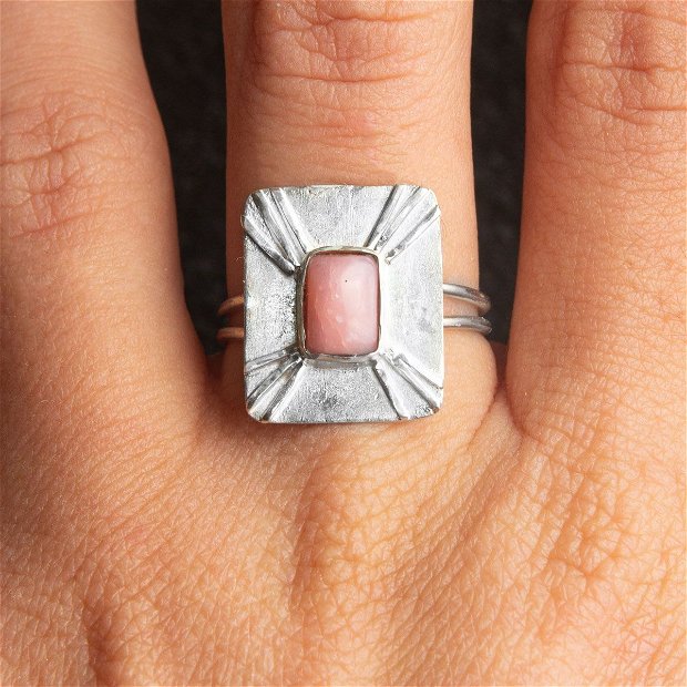 Inel Argint 925 si Opal roz
