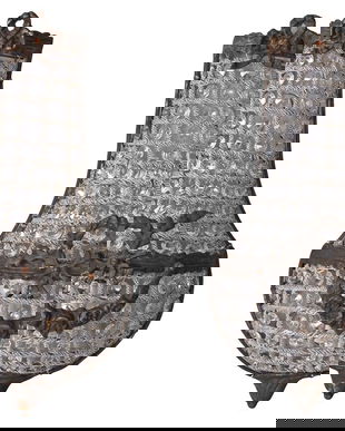 Set doua aplice din cristal cu decoratiuni din alama argintie antichizata