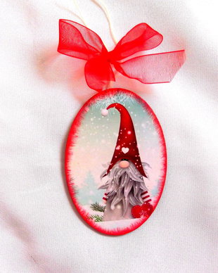 glob craciun pe lemn cu gnomes 41917