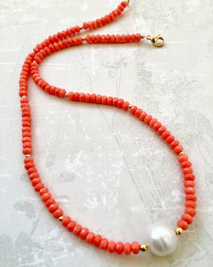Colier CHOKER Coral portocaliu