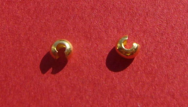 Crimp din argint .925 placat cu aur aprox 2.5x3 mm (deschis)