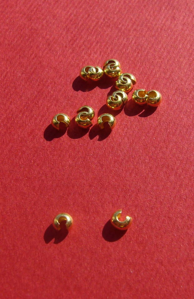 Crimp din argint .925 placat cu aur aprox 2.5x3 mm (deschis)