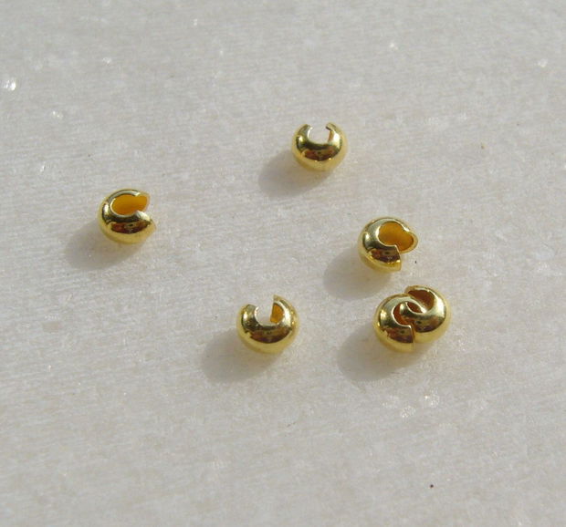 Crimp din argint .925 placat cu aur aprox 2.5x3 mm (deschis)