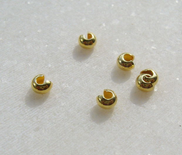 Crimp din argint .925 placat cu aur aprox 2.5x3 mm (deschis)