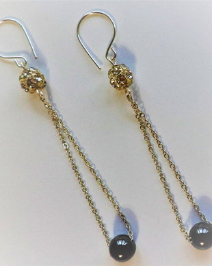 Cercei handmade din hematit si margea ringstone - the color of elegance