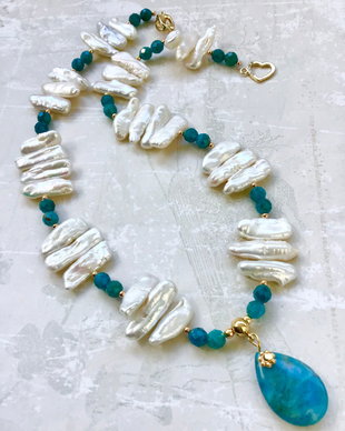Colier perle Biwa & apatit