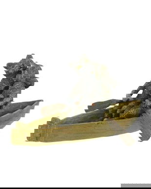 Pisici intr-o barca- stauteta din bronz pictat