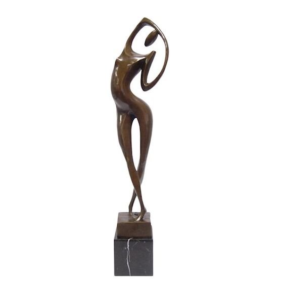 Femeie stilizata - statueta din bronz pe un soclu din marmura