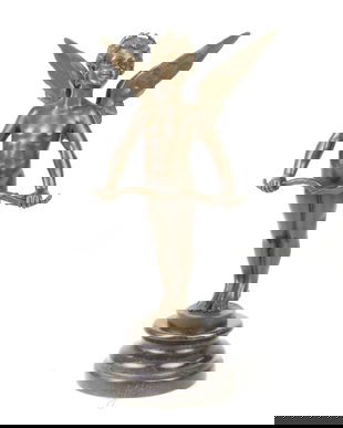 Ingeras - statueta din bronz pe soclu din marmura