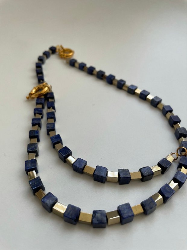 Set bijuterii lapis lazuli cub
