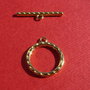 Inchizatoare toggle din argint .925 placat cu aur aprox 16.3x14 mm cu  4x20 mm