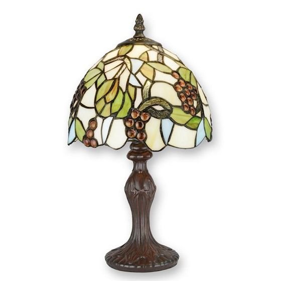 Lampa de masa Tiffany cu abajur alb cu struguri