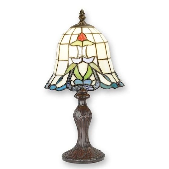 Lampa de masa Tiffany cu abajur alb cu crini