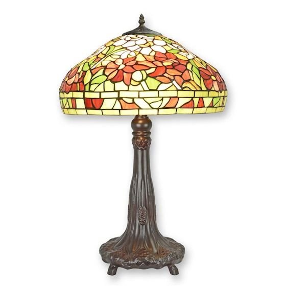 Lampa de masa Tiffany cu abajur cu flori colorate