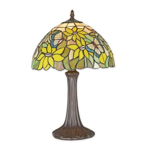 Lampa de masa Tiffany cu abajur floarea soarelui
