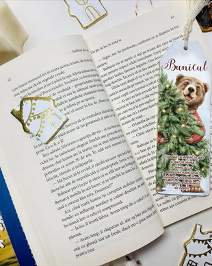 Semn de carte personalizat cu mesaj de Craciun - Craciunul animalutelor