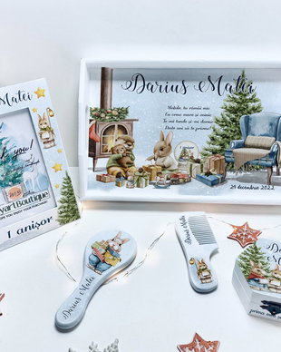 Set aniversar personalizat 1 anisor - Craciunul Animalutelor - Iepuras