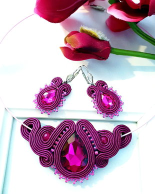 Set soutache,  Set trandafiriu, Set siclam