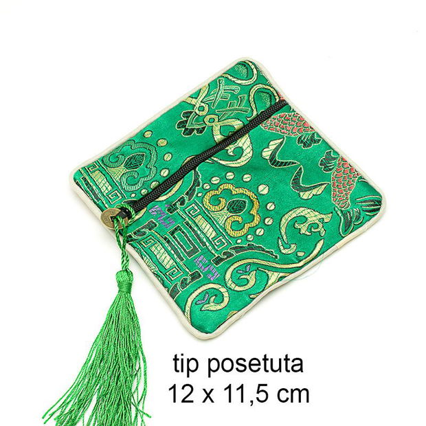 Punguta brocart, tip posetuta, 12 x 11,5 cm, PC-114