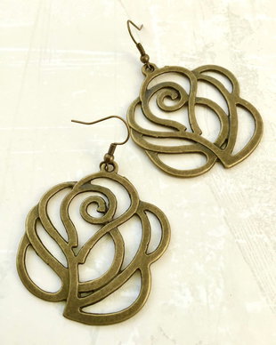 cercei vintage floare bronz