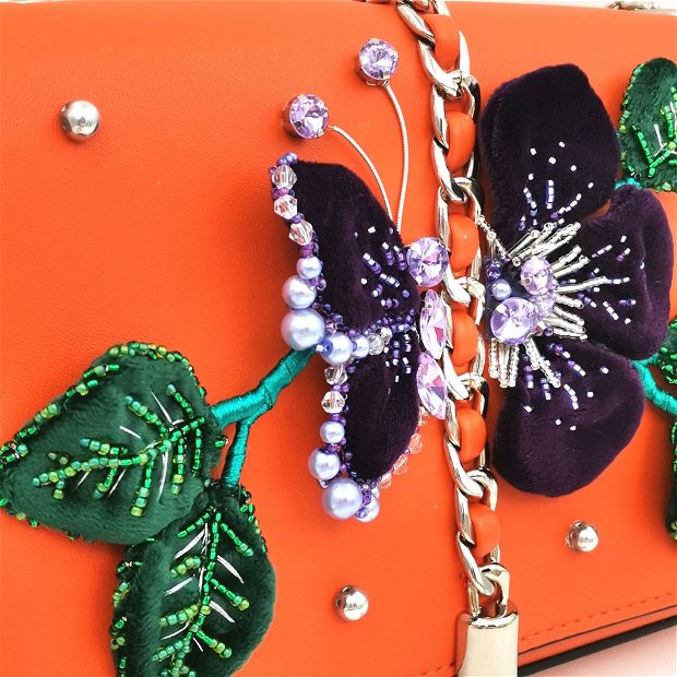 Rezervat Geanta cu Flori de catifea 3D - Flower & Butterfly Story