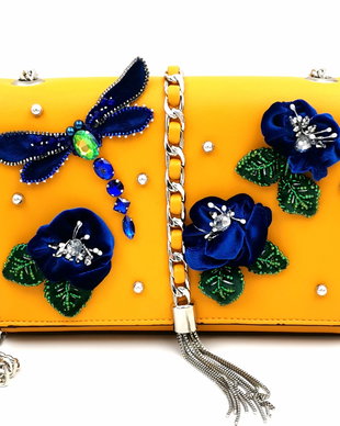 Rezervat Geanta cu Flori de catifea 3D - Blue Flowers