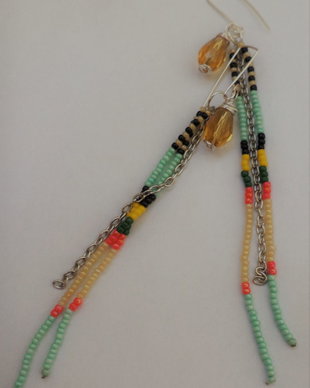 Cercei handmade din margele myuki si cristale fatetate