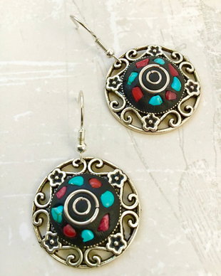 Cercei Nepal coral & turcoaz