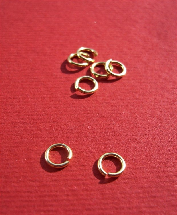 (10 bucati) Zale NESUDATE - ZNS1 - din argint .925 placat cu aur de diametru aprox 5 mm, grosime aprox 0.7 mm