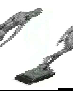 Adam- statueta din bronz pe un soclu din marmura