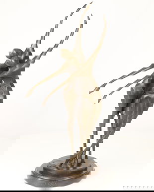 Dansatori-statueta moderna din bronz cu un soclu din marmura