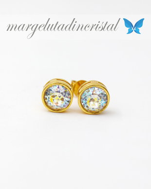 Cercei Swarovski / Chaton / Argint 925 placat cu aur