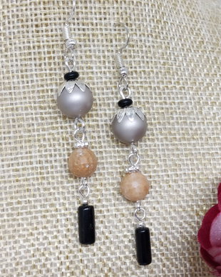 Cercei perle seashell,aventurin,agat /placat argint