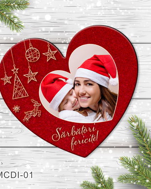 Magnet personalizat Craciun - Inima cu poza
