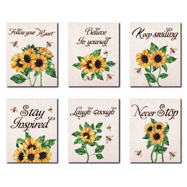 6 printuri motivationale cu floarea soarelui 25x20cm DD.0014