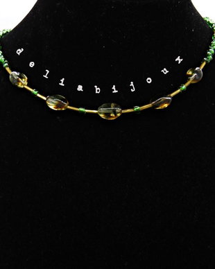 Colier handmade -margele nisip, margele sticla Cehia (cod710)
