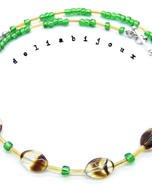 Colier handmade -margele nisip, margele sticla Cehia (cod710)