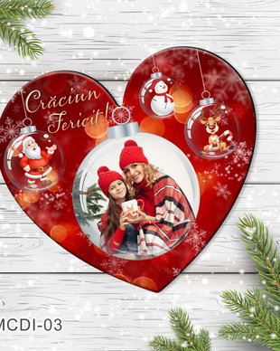 Magnet personalizat Craciun - Inima cu poza
