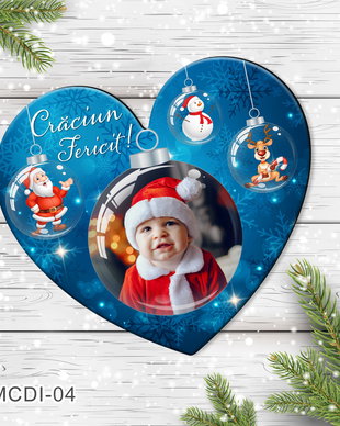 Magnet personalizat Craciun - Inima cu poza
