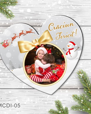 Magnet personalizat Craciun - Inima cu poza