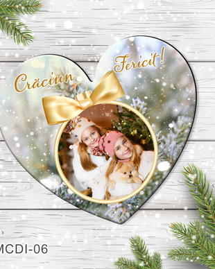Magnet personalizat Craciun - Inima cu poza