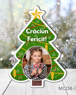 Magnet forma Brad de Craciun cu poza