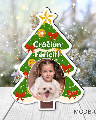 Magnet forma Brad de Craciun cu poza