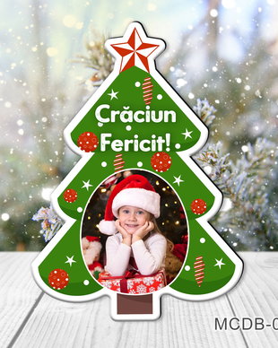Magnet forma Brad de Craciun cu poza