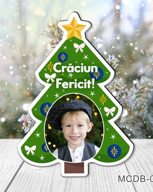 Magnet forma Brad de Craciun cu poza