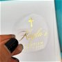 Etichete autoadezive transparente aurii pentru marturii, sticker botez
