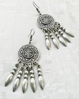 cercei Boho zamac argintat