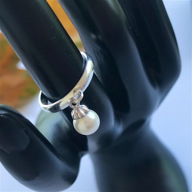 Inel din argint 925 rodiat și perla shell