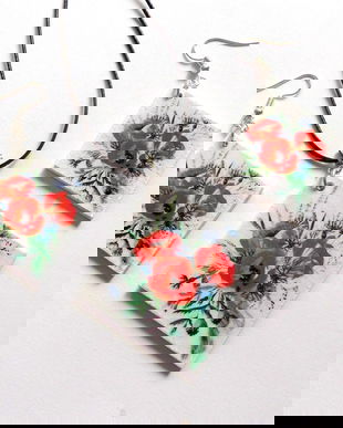 set bijuterii lemn cu maci 41815